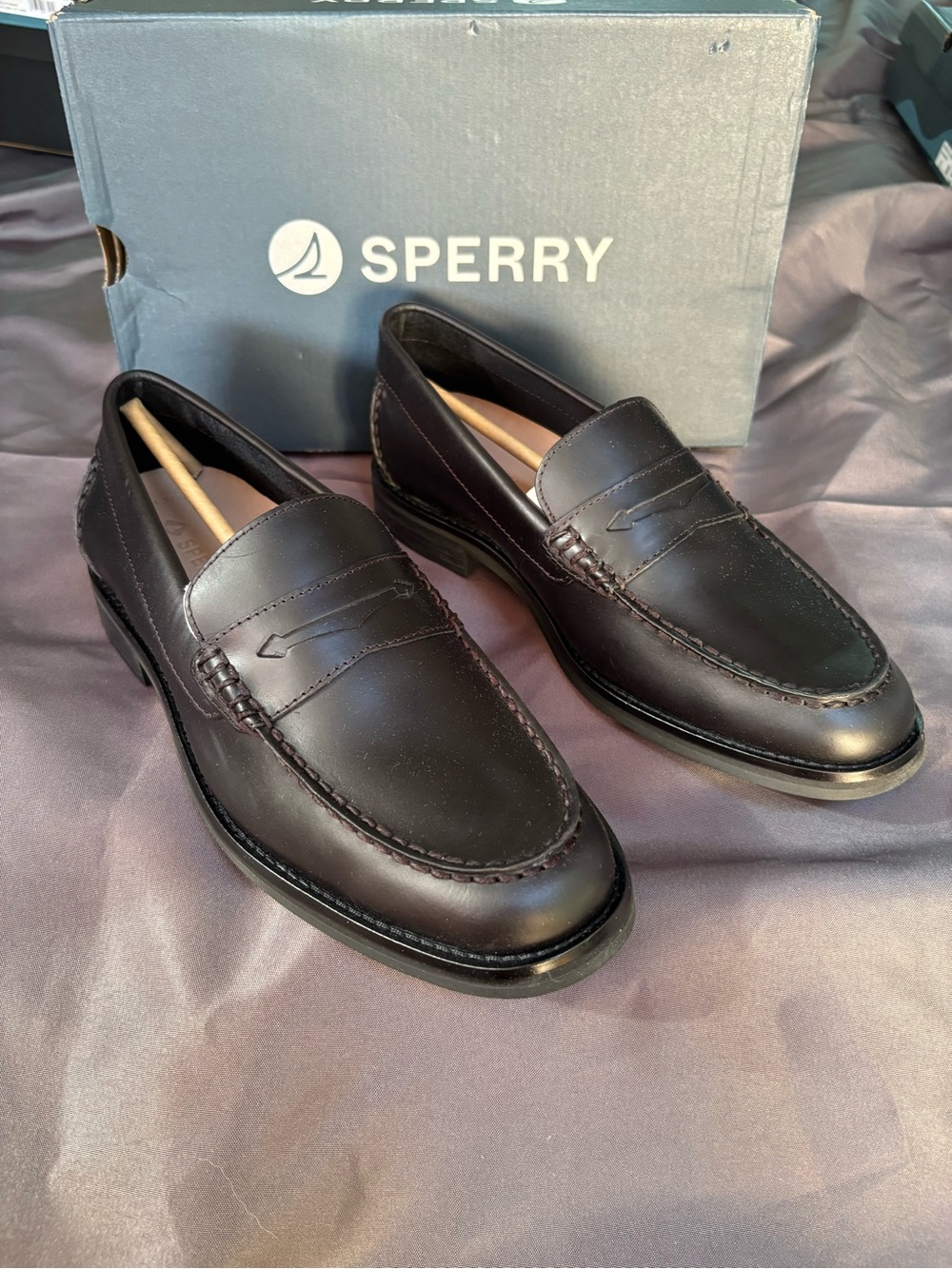 Sperry Men’s Penny Loafers in Black Leather